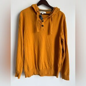 HAWKER RYE Kerr Cotton Cashmere Henley Hoodie Men XL SWEATER honey yellow